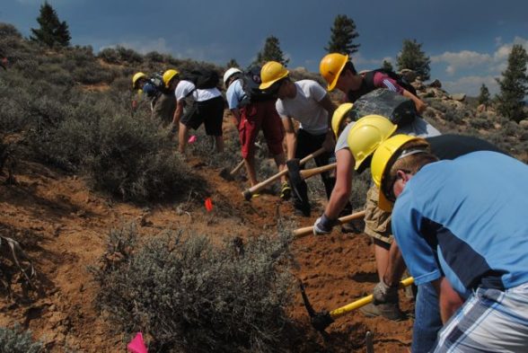 Western State Colorado University students building Tailpipe Trail in 2012.