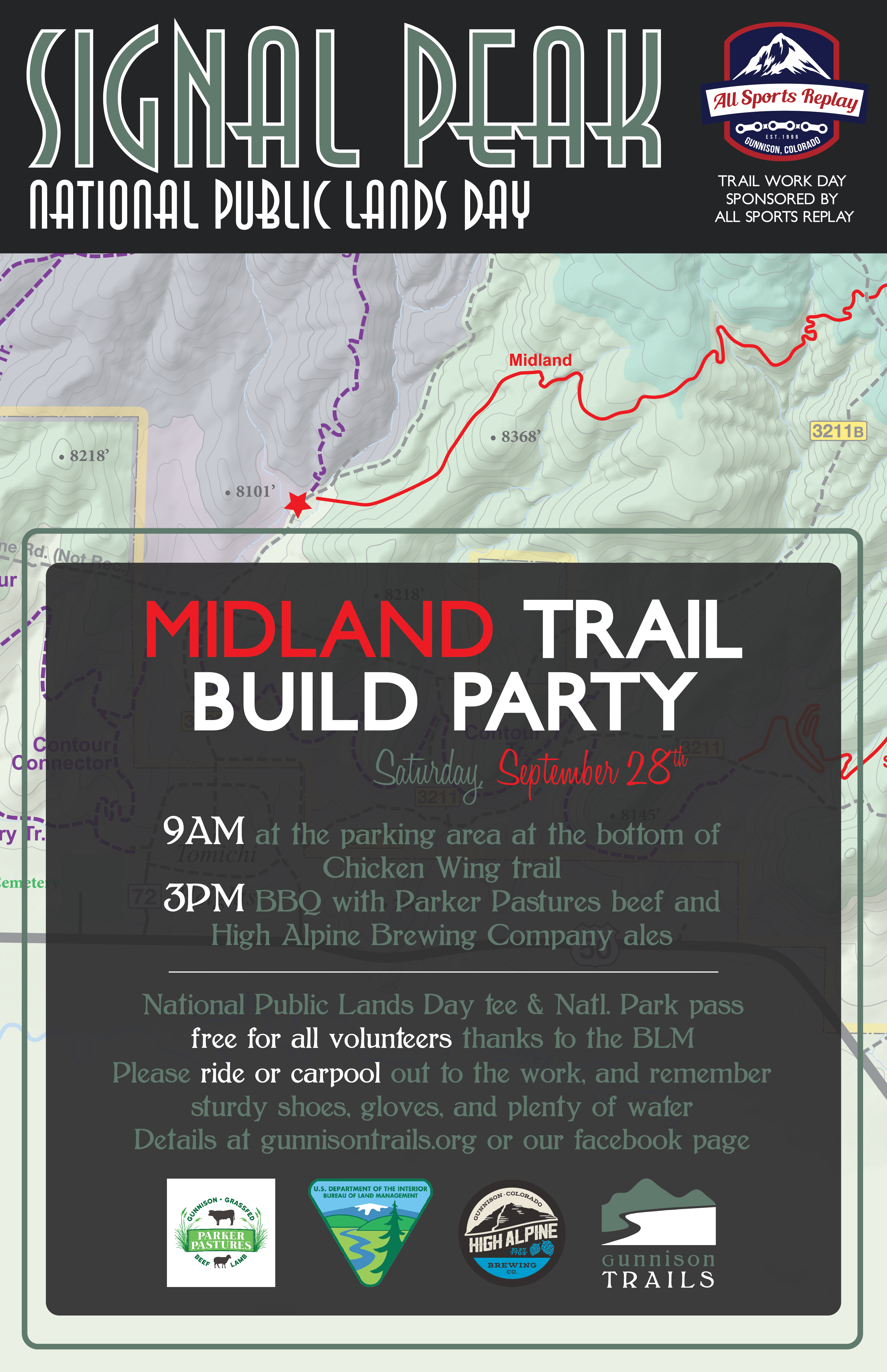Saturday, September 28th – Midland Trail Build Party